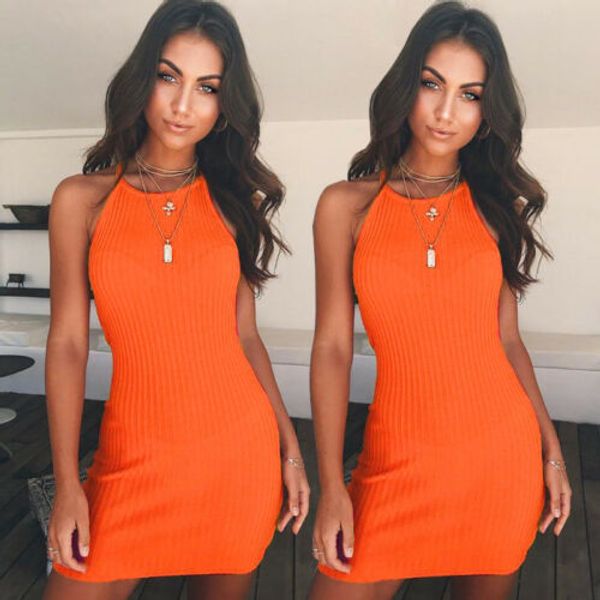 

women summer dress sleeveless bodycon halter cotton party evening ladies casual short mini party dress girls, Black;gray