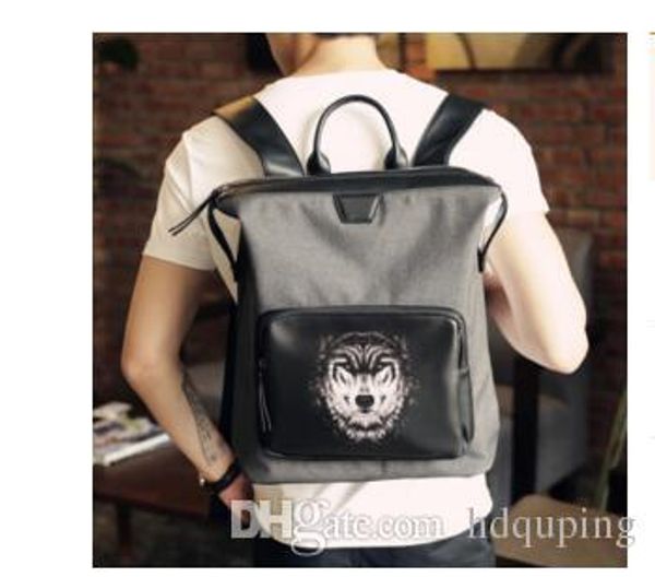 

factory wholesale brand package, wind thickening canvas schoolbag leisure head stamp backpack outdoor brand korean travel backpack