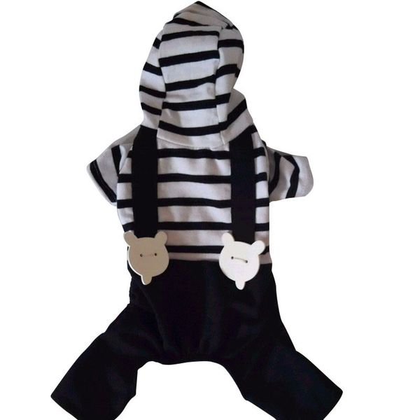 

small pet dog clothes cat nice hoodie stripe strap jumpsuit t shirt pup soft cotton apparels clothes s-xxl