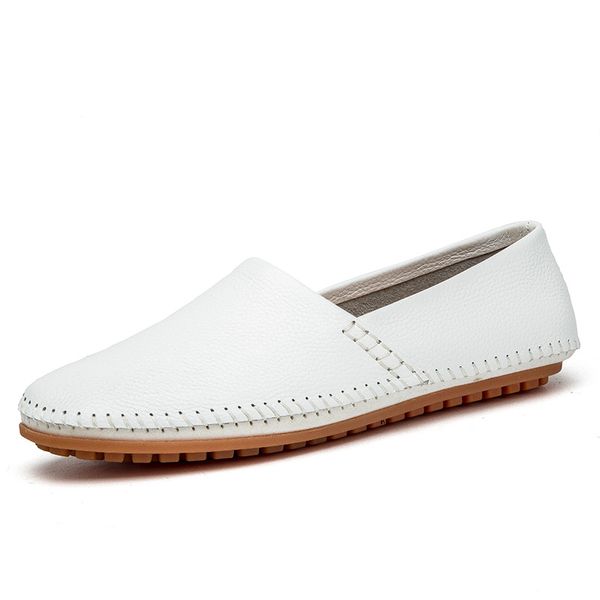 

2020 fashion brand men casual shoes genuine leather men shoes lace-up breathable soft white sneakers casual flats loafer, Black
