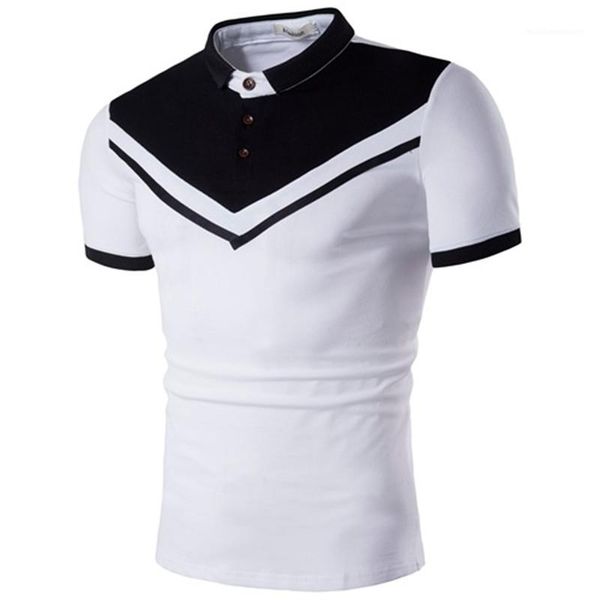 

mens designer patchwork polo fashion solid color polo casual lapel neck short sleeves polos mens clothing, White;black