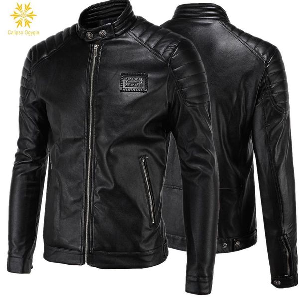 

calipso ogygia brand new metal sequined mens warm pilot motorcycle coat faux fur+leather jacket trench coat plus 5xl, Black