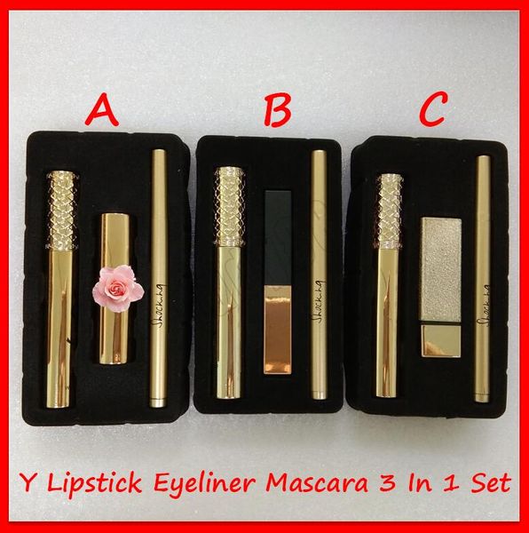 

2019 lip makeup eye makeup y brand make up set matte lipstick mascara eyeliner pencil 3 styles 3 in 1 cosmetics 3pcs/set