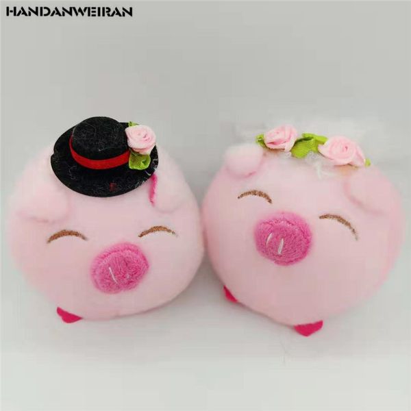 

2piece/lots lovely couple wedding piggy doll plush toys qq pig wedding dolls throwing birthday girl