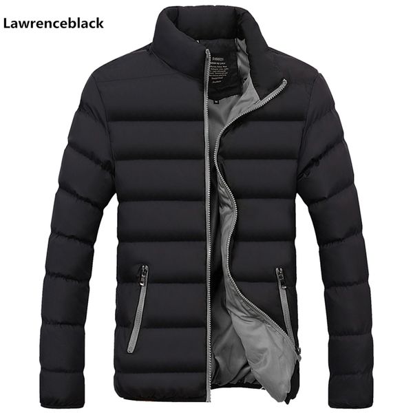 

brand men parka cotton padded winter jacket coat mens warm jacket solid color stand collar zipper thick coat men down parka 1921, Black
