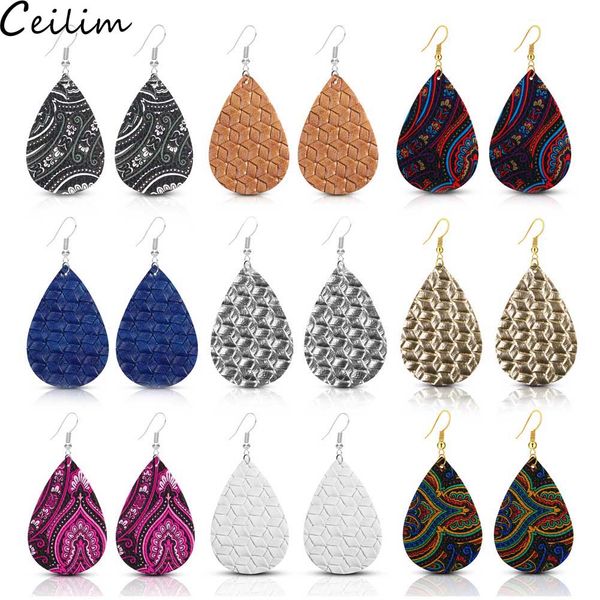 

new arrival classic pu leather teardrop earrings for women designer jewelry big statement earrings jewelry gifts dropshipping, Golden