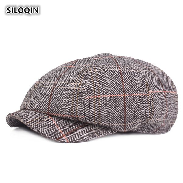 

2019 new trend женская хлопчатобумажная шапка для газетчика регулируемый размер молодежный художник художник восьмиугольные шапки отдых тури, Blue;gray