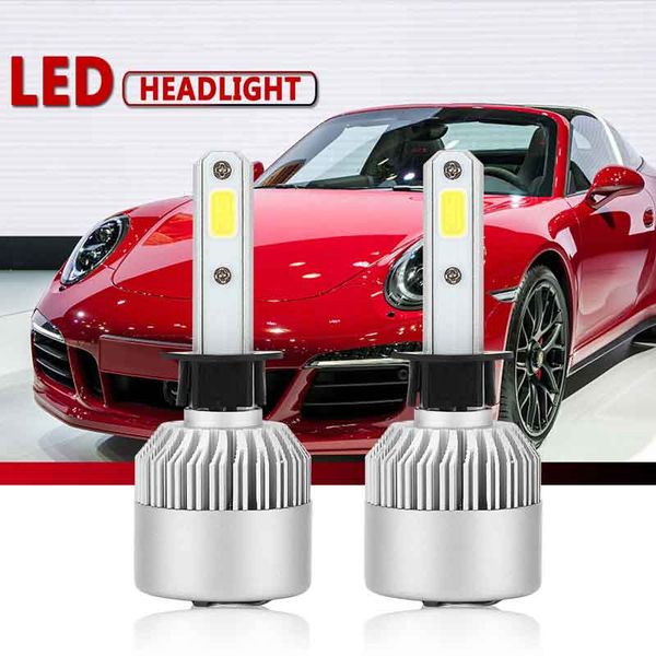 

car 2pcs h1 cob super bright led headlight conversion kits bulbs replacement 60w hid fog lamp white
