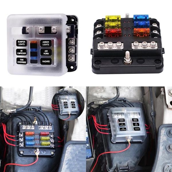 

2019 горячей 32v пластиковой крышки блок предохранителей держателя m5 stud с индикатором led light 6 пути лезвие для авто лодок морской trik