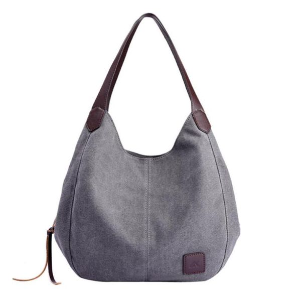 

brand women's canvas handbags female hobos single shoulder bags vintage solid color multi-pocket ladies totes #c