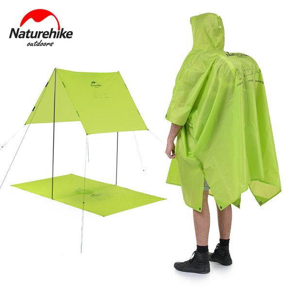

naturehike outdoor raincoat windbreaker 3in1 multifunction jacket camping & hiking waterproof poncho nylon travel awning mat, Blue;black