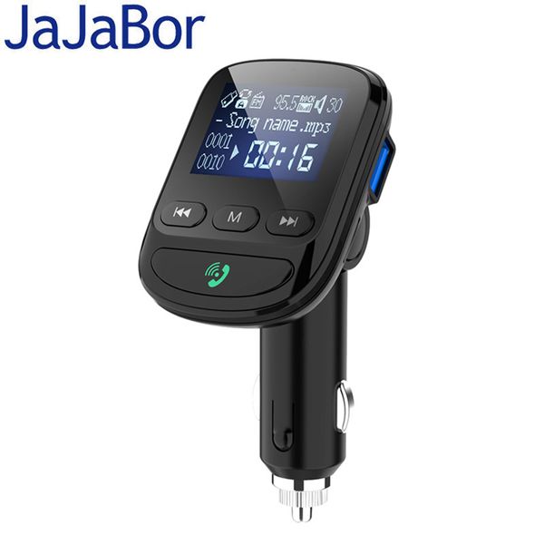 

jajabor bluetooth 5.0 car kit handswireless fm transmitter aux audio car mp3 player support tf card / u disk playback