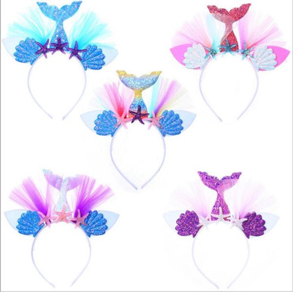 

русалка волос аксессуары newborn милый infant волос bandprincess blink starfish hairwear princess party дети оголовье 5 цветов lxl34l, Silver