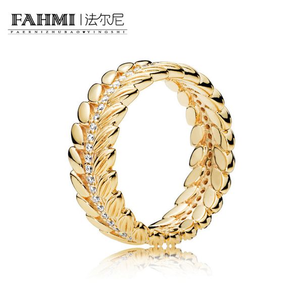 

fahmi 100% 925 sterling silver 167698cz shine grains of energy ring shine retro luxury charm holiday gift jewelry, Slivery;golden