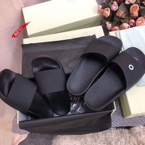 

hot designer продажа off повседневная обувь закрытый пляж тапочки белая печать пара обуви оригинальной коробке, Black