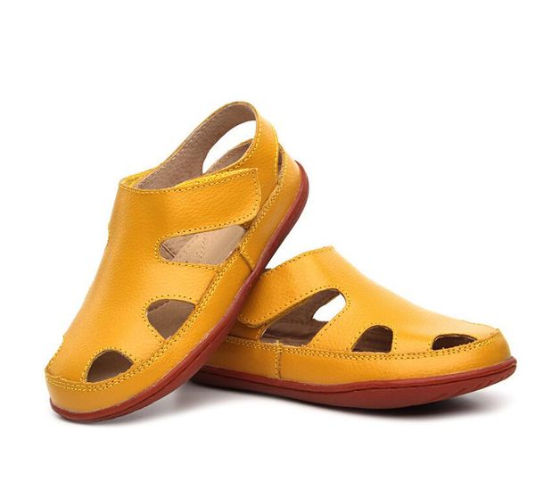 

children sandals genuine leather sandals leather boys girls baby pierced breathable comfort joker slip summer new baotou, Black;red