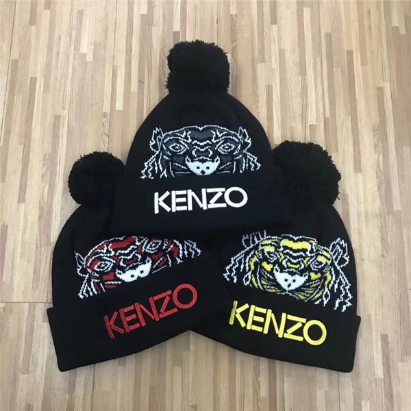 

De ign animal cartoon embroidery autumn winter black white beanie hat warm knitted warm kull cap brand beanie for women, Blue;gray