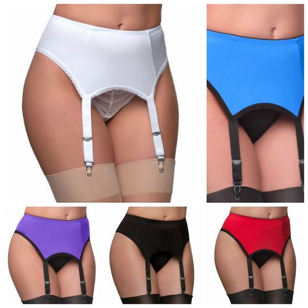 

women high waist elastic mesh garter belt suspender 4 metal buckles strap lingerie plus size s-xxl (no panties, Black;white