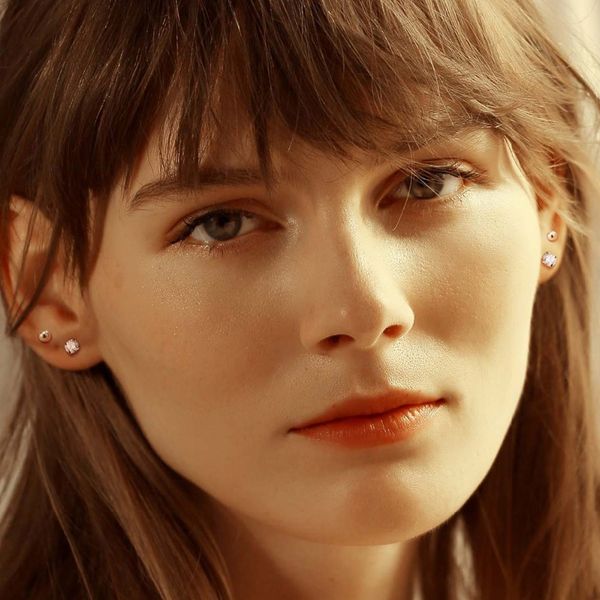 

fashion- 925 sterling silver simple mini stud earrings for woman shiny austrian zircon earrings fashion jewelry, Golden;silver