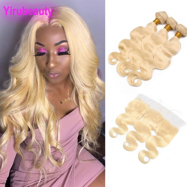 

Peruvian virgin hair 613 blonde bundle with lace frontal body wave 3 bundle with 13x4 lace frontal 613 color 8 30inch body wave, Black;brown