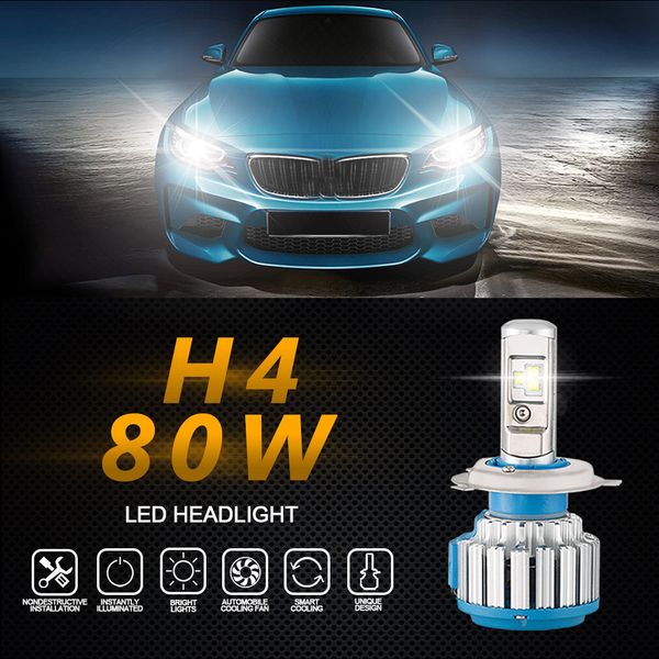 

new 2pc 70w dc 9-32v 7000lm h4 car cob led headlight b2 canbus 6000k white kit fog lamp head light light led driving front