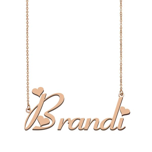 

brandi name necklace pendant for women girls birthday gift custom nameplate children friends jewelry 18k gold plated stainless steel, Silver