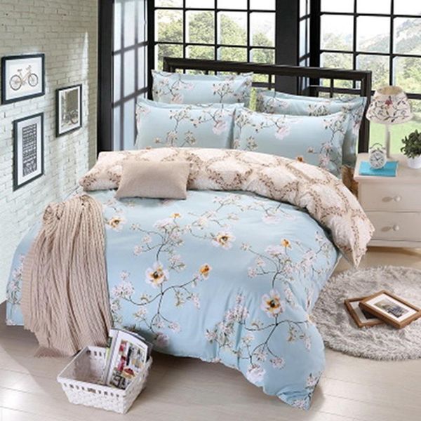 

bedding set 3/4 quilt duvet bed sheets pillow case bedding single double  bed wholesale imitation cotton set ab version sanding