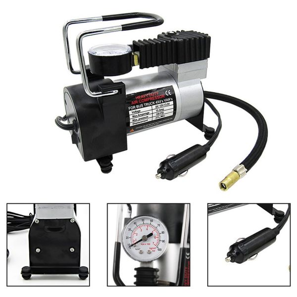 

new 100psi super flow dc 12v metal air compressor tyre inflator car air pump vehicle pump electric pressure gauge drop shipping