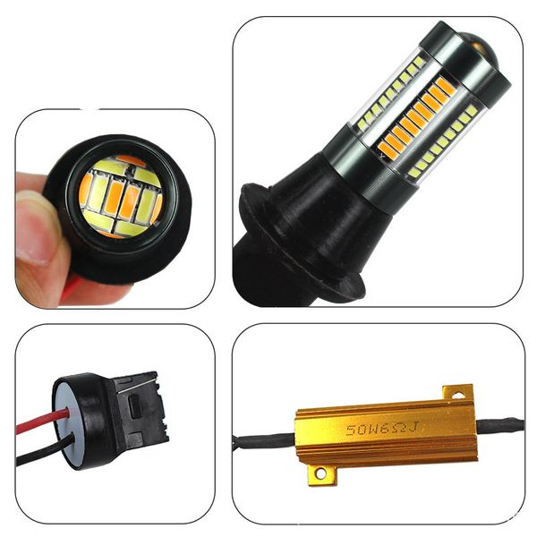 

2pcs 1156/ba15s/p21w bau15s/py21w t20 t25 4014-66smd car led dual color turn signal drl daytime running light canbus error free