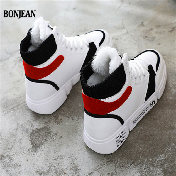 

new spring and autumn high to help casual shoes women's autumn flat leather surface wild korean ladies white shoes, Black