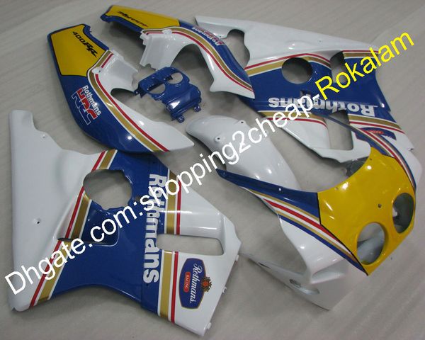 Per carene Honda 87 88 89 CBR400RR CBR 400RR NC23 1987 1988 1989 CBR400 RR Blu Bianco Giallo ABS Moto Carrozzeria Carenatura Set