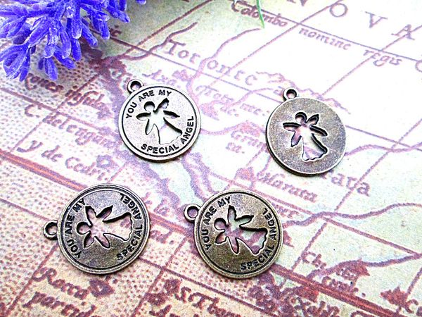 

45pcs--angel charm you are my special angel charms antique tibetan bronze tone angel pendants charms 19x22mm, Bronze;silver
