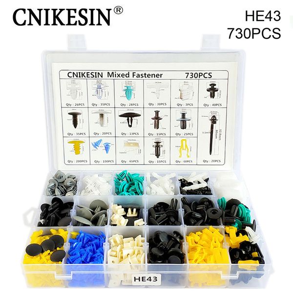 

cnikesin 17 kinds mixed 730pcs auto fastener and tool universal car door plate bumper fender retainer clips for all car series