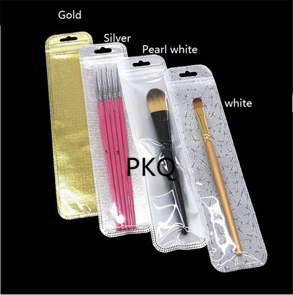 

4.5*19cm white/clear self seal zipper plastic retail packaging pack poly bag ziplock watch pen storage bag with hang hole 100pcs