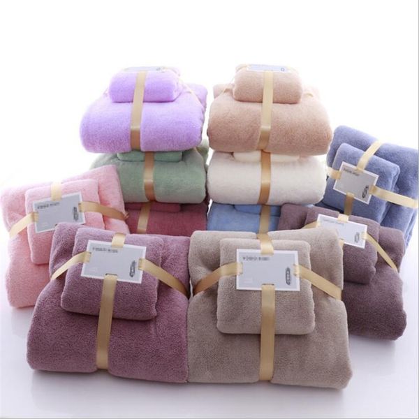 

new soft coral fleece towel bath towel set super absorbent microfiber dry towels gift thick for home l bathroom 140x70cm