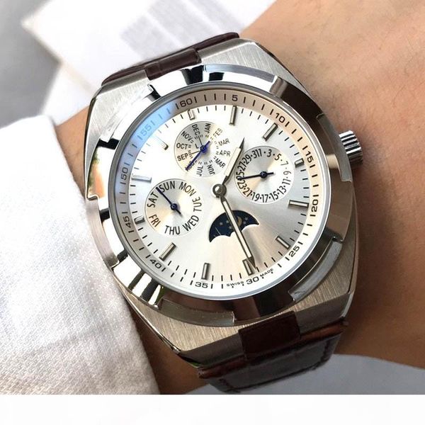 

luxury watch mens designer watches overseas series automatic movement wristwatches real cow leather strap montre de luxe date week month