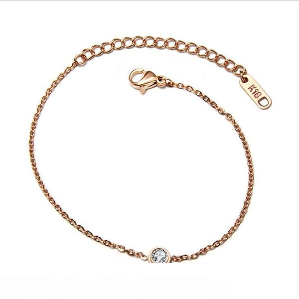 

the new rose gold single diamond hand chain han edition fashion bracelet titanium steel jewelry accessories wholesale, Golden;silver
