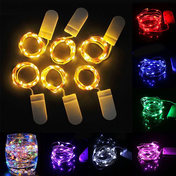 

led light string 1m 2m 3m cr2032 battery operated christmas light string copper sliver wire holiday fairy decoration string light