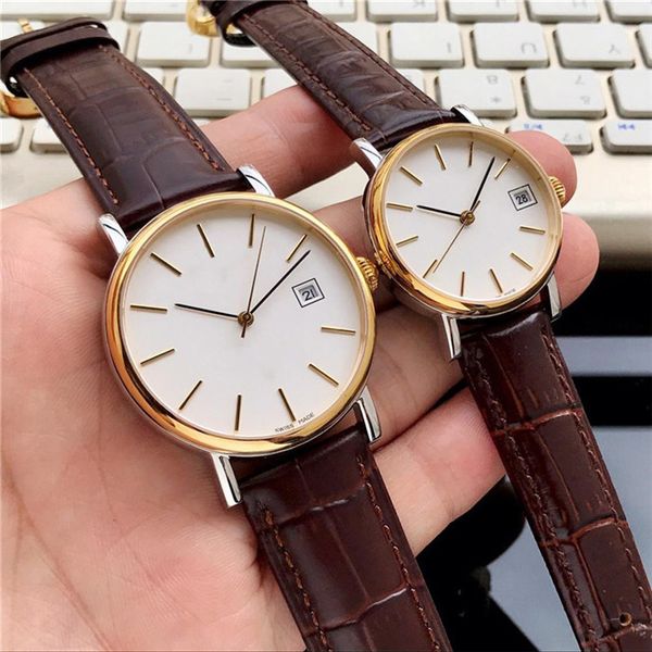 

luxury mens women lovers designer watches black brown real leather Japan automatic Mechanical Wristwatches montre de luxe pour hommes