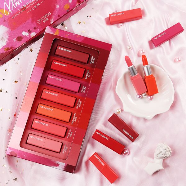 

lism waterproof matte lipstick set/7pcs gift box 7 colors mini lipstick combination long-lasting color cosmetic beauty makeup