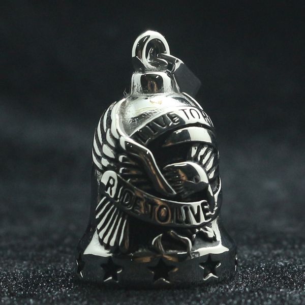 

new arrival 316l stainlesss steel star silver ride to live, live to ride silver eagle biker bell pedant