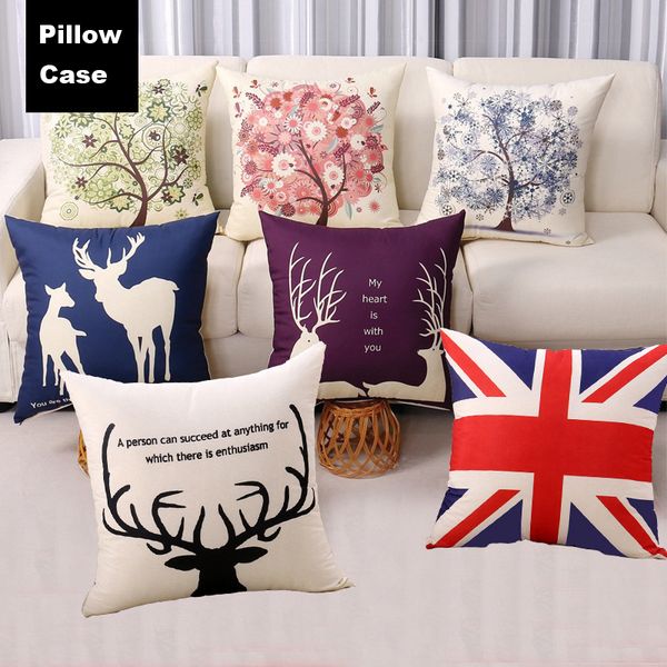 

45*45cm cartoon cushion cover deer rabbit tree print pillowcase spandex square throw pillow cover for home bedroom vt0092