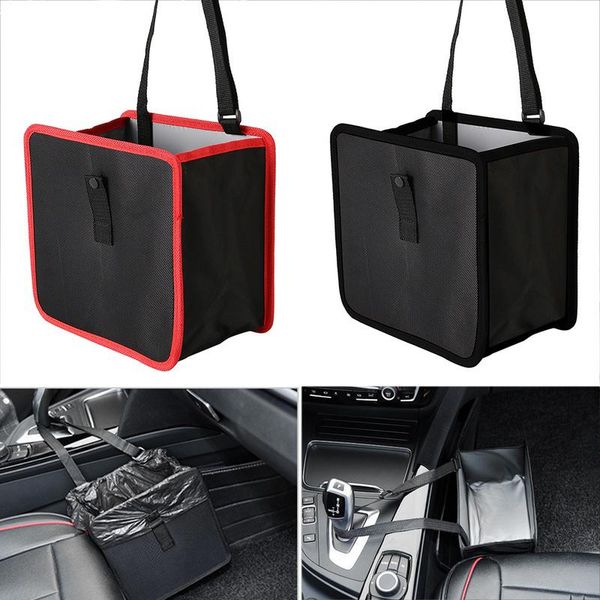 

1.85 gallon car trash bag can hanging waterproof litter garbage bag organizer black oxford colth dustbin storage holder