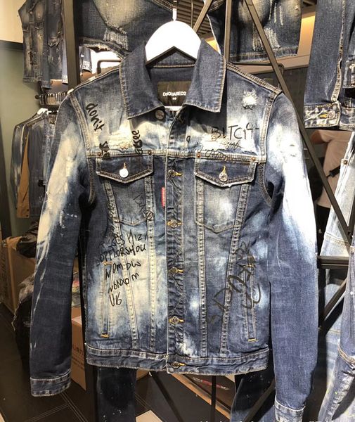 

european style brand jacket mens letter denim jacket men outerwear & coats blue denim slim for men, Black;brown