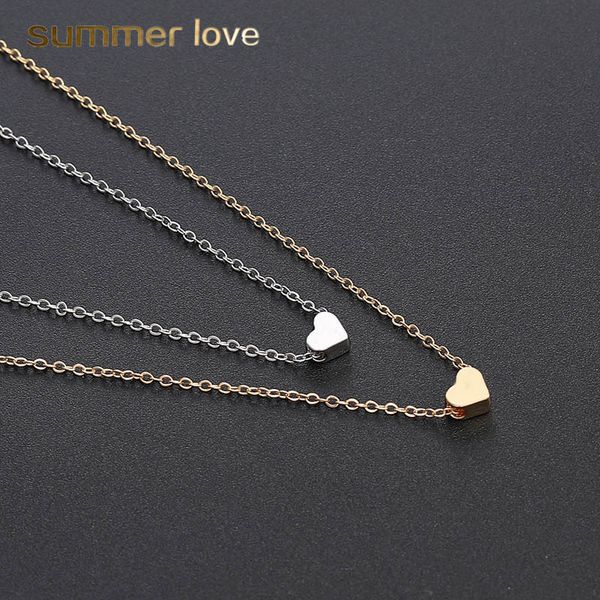

new classic clavicle chain necklace small love heart pendant necklace for women girl gold silver necklace choker party wedding jewelry gifts