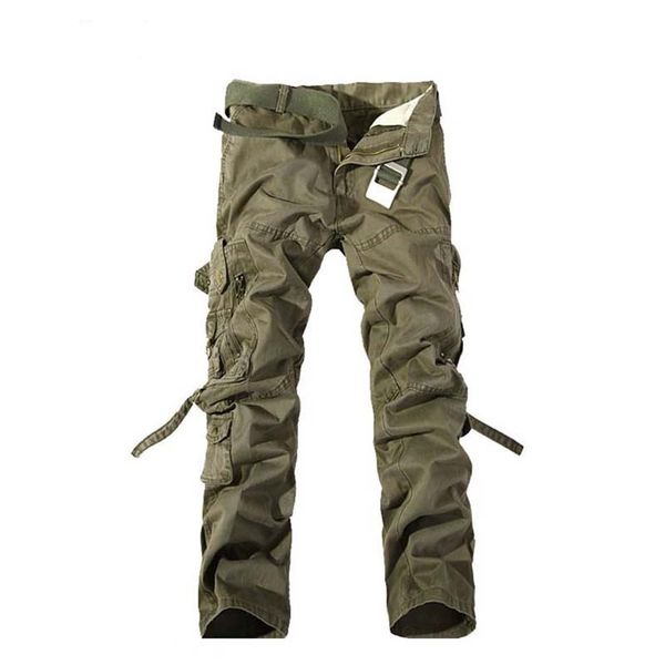 

new 2020 fashion multi-pocket solid color men's sports pants cotton trousers camouflage pants casual overalls 28-42, Black
