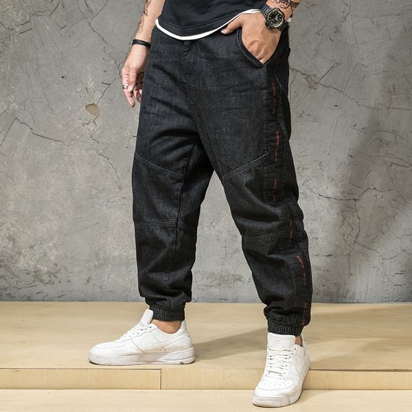 

new men's black jogger denim pants distressed loose harem jeans plus size 30-46, Blue