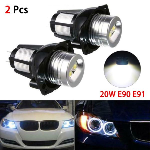 

led car headlight 2pcs angel eyes halo ring led light 20w 6000k marker bulb white for e90 e91 05-08 car accessories