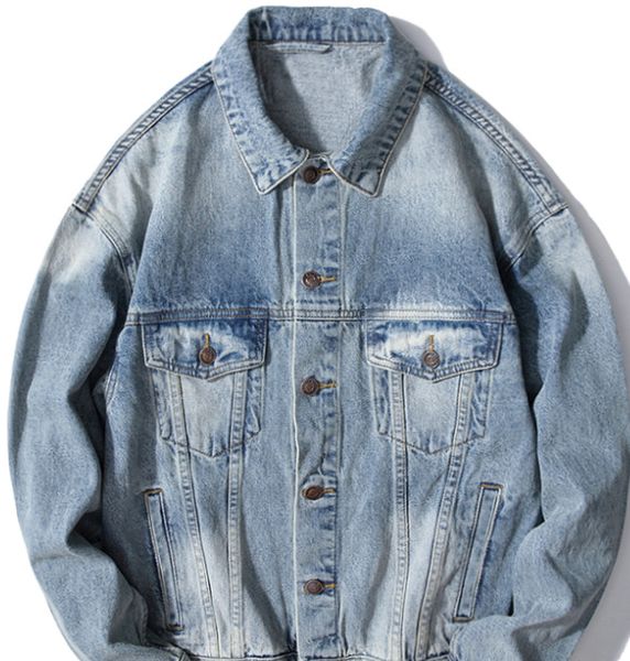 

designer new extremes denim jacket europe the united states tide brand classic embroidery wash jacket men's quality simple loose denim, Black;brown