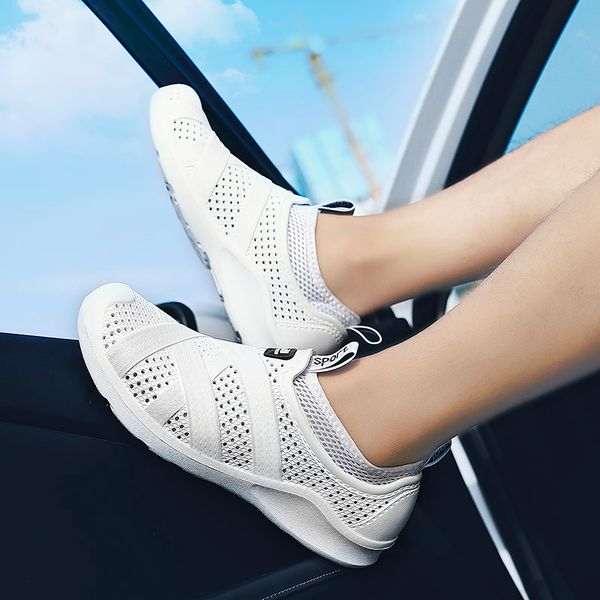 

bonjean 2019 summer new men shoes light weight breathable men casual shoes mesh slip-on outdoor walking soft sandals, Black